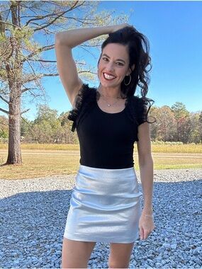 glam Metallic Silver Mini Skirt